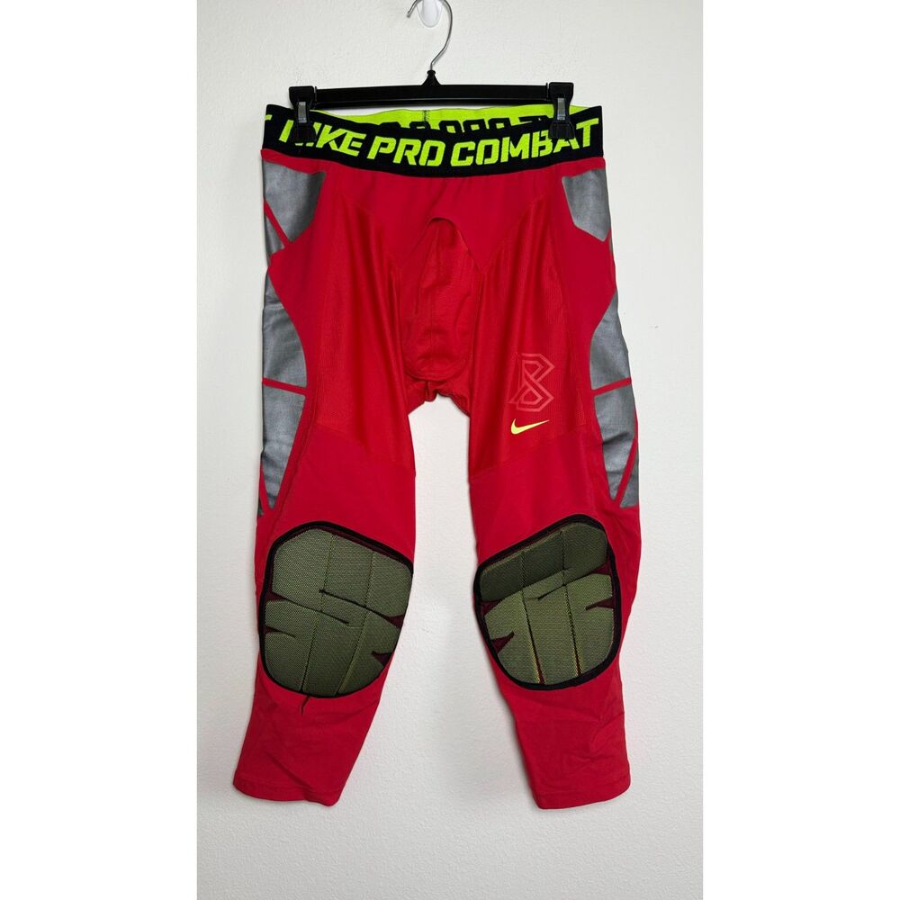 Nike Pro Combat MLB Authentic Baseball Padded Compression Tights Red Gray Large